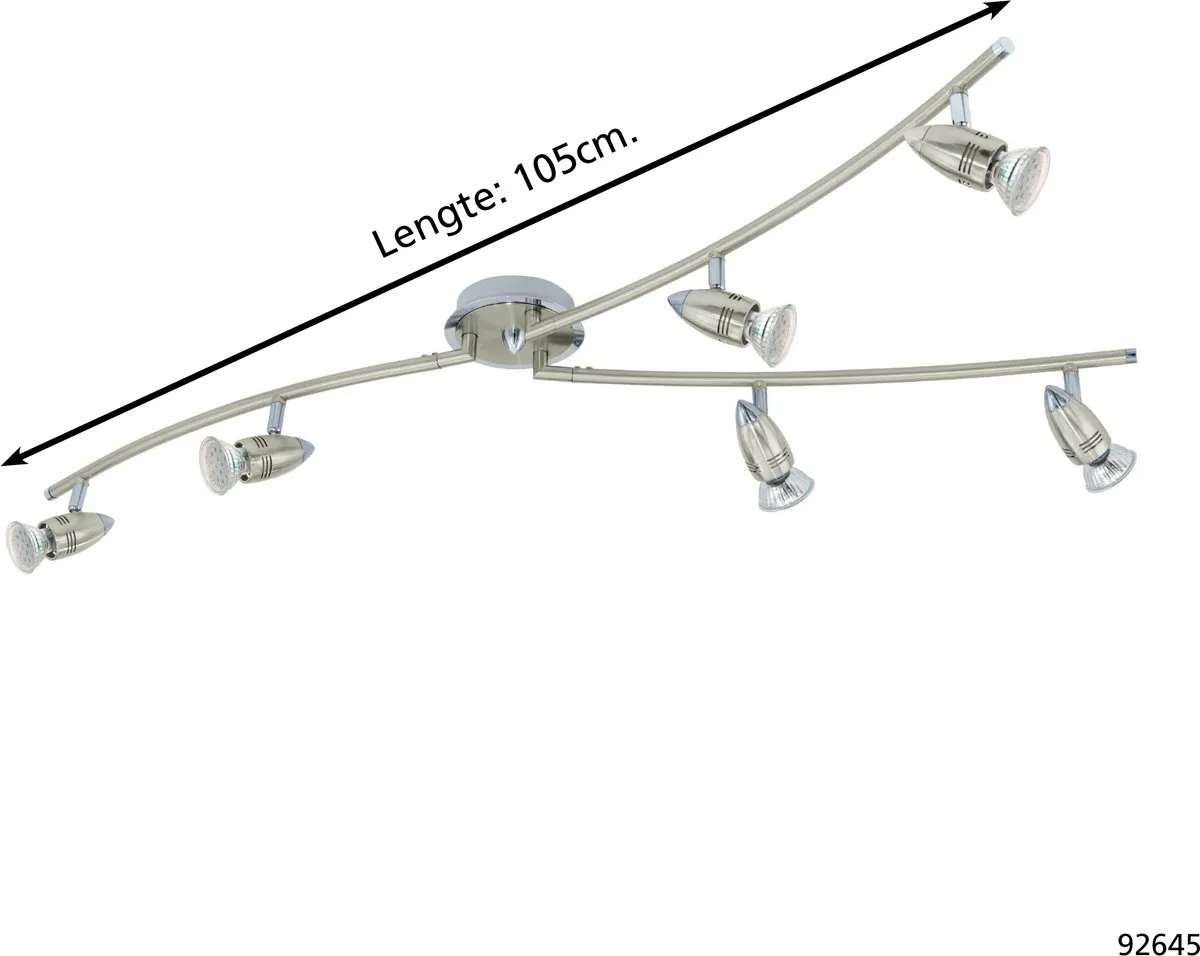 Eglo Magnum Plafondspot 6-Lichts LED - Nikkel-Mat/Chroom