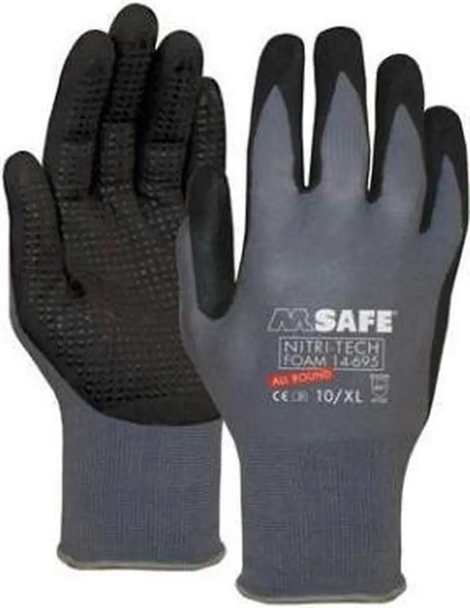 Oxxa Nitri-Tech 14-695 Handschoen 7/S - Zwart/grijs - Nitril - EN 388:2016