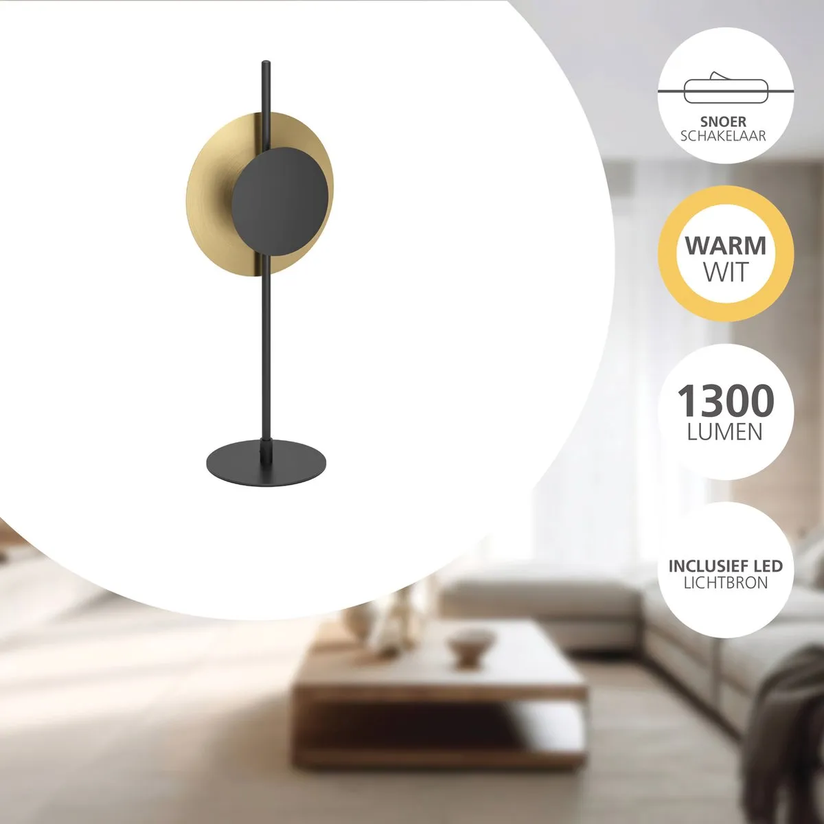 Eglo Tocina LED Tafellamp 60cm - Zwart|Goud
