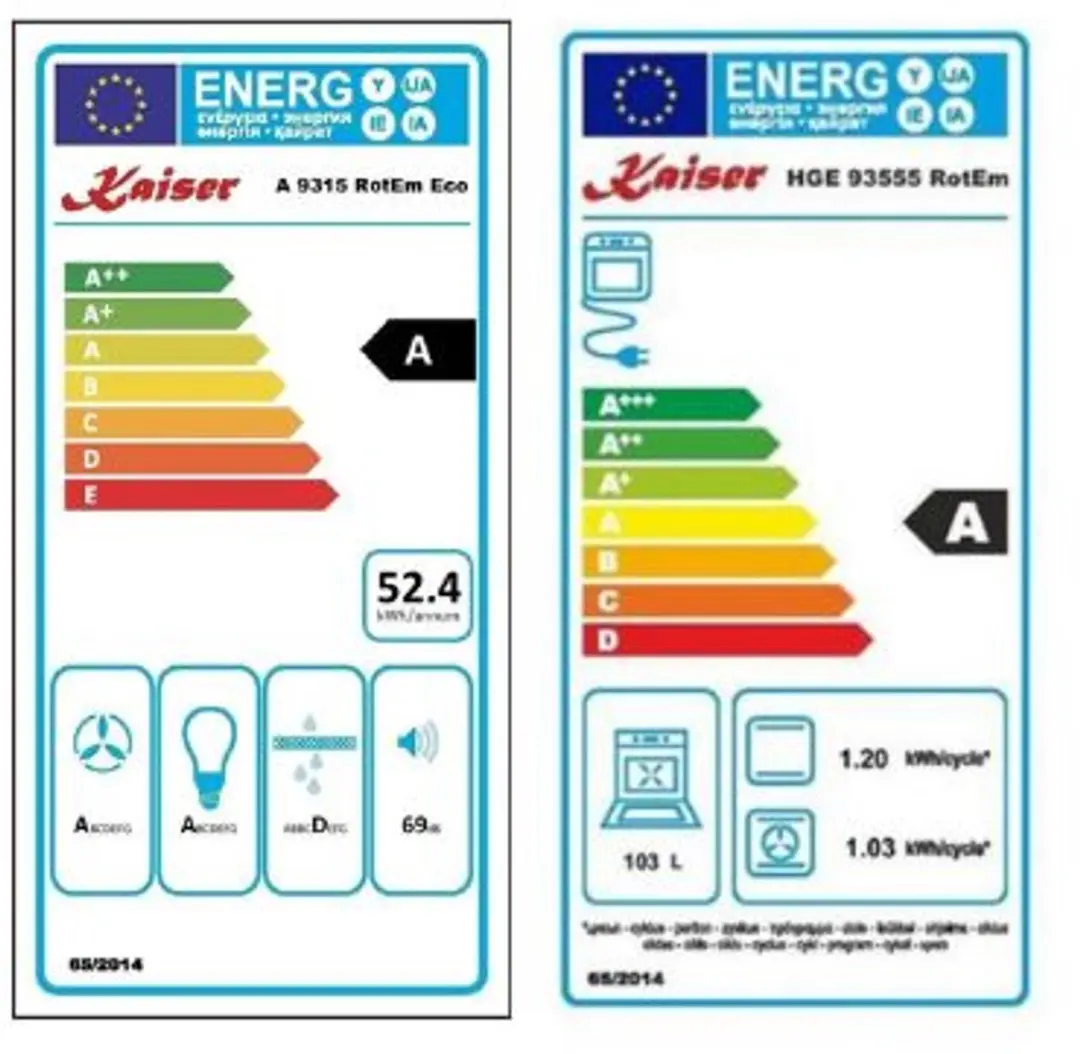Kaiser HGE 93555 RotEm+A 9315 RotEm Fornuis 90cm - 5 Kookzones - Incl. Afzuigkap