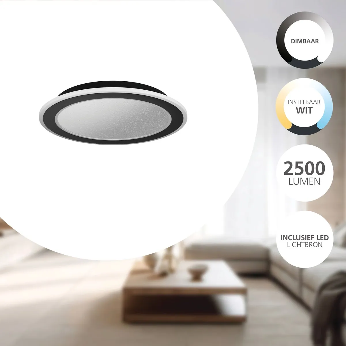 Eglo Macchioni Plafondlamp LED Ø38cm - Instelbaar & Dimbaar - Zwart/Wit