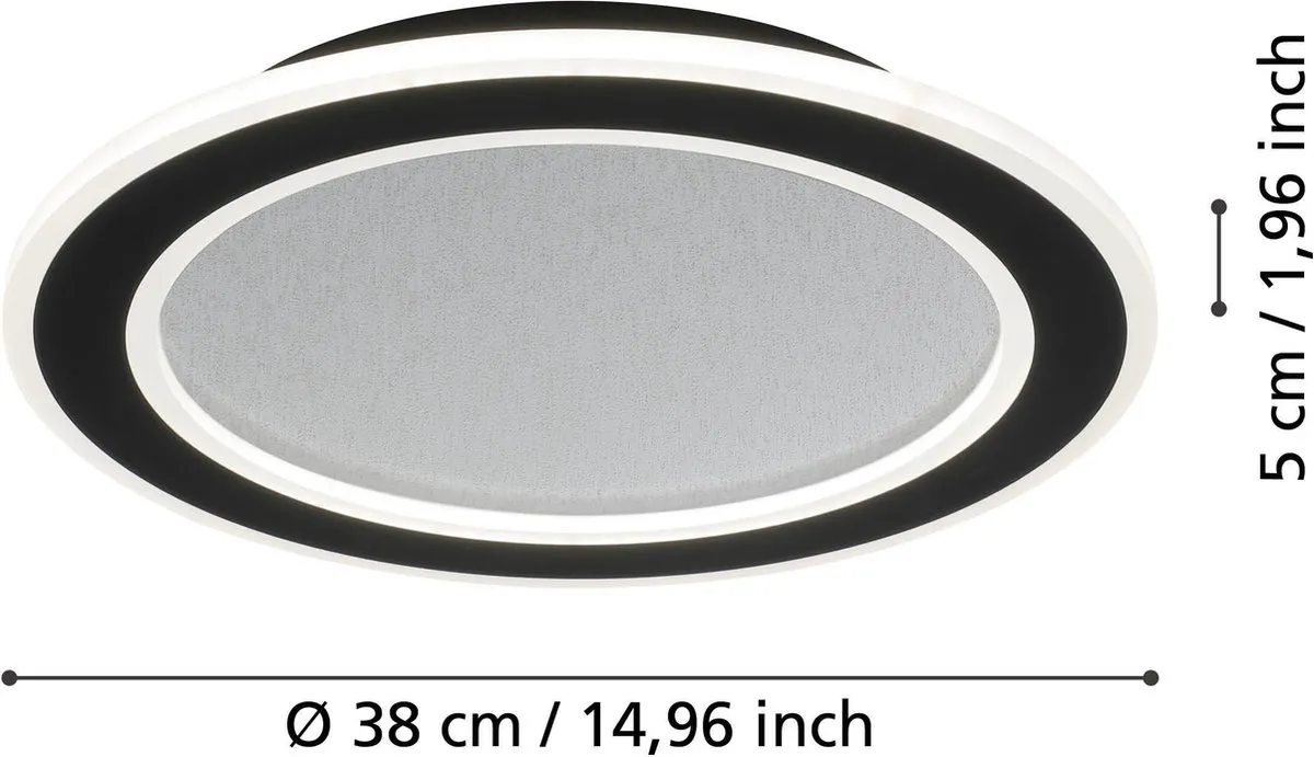 Eglo Macchioni Plafondlamp LED Ø38cm - Instelbaar & Dimbaar - Zwart/Wit - afbeelding 6 van 6