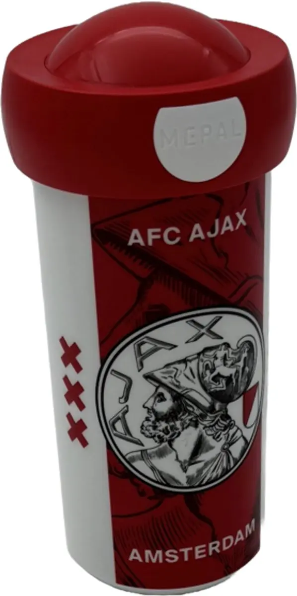 Ajax Schoolbeker 330ml - Rood/Wit - Vaatwasserveilig