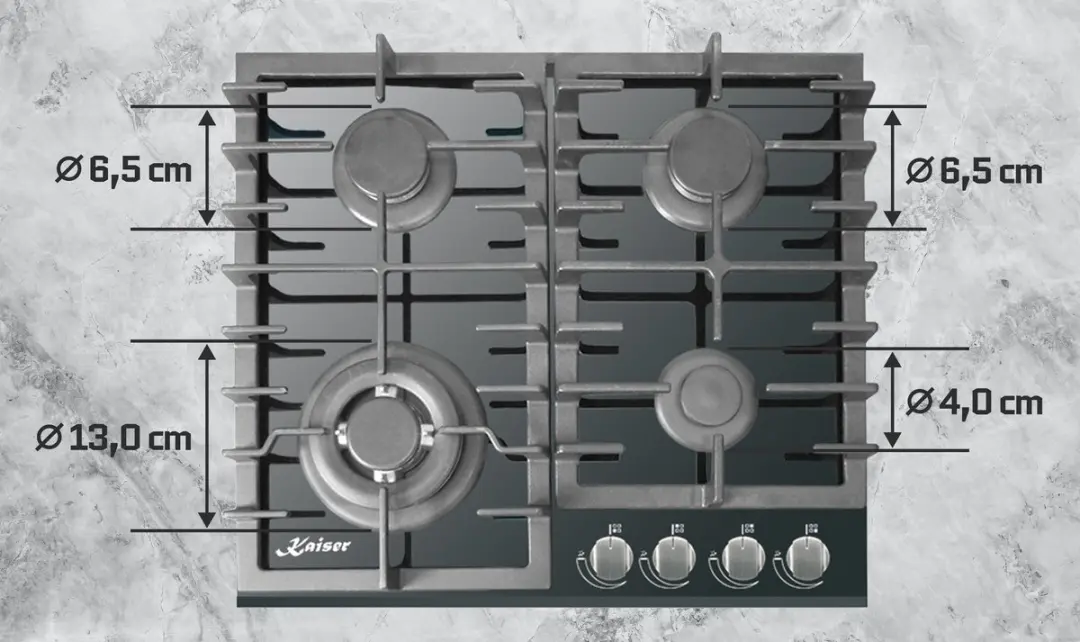 Kaiser EG 6372 Inbouwgasoven 60cm - 79L Inox