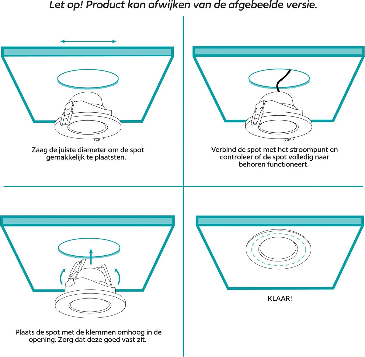 Eglo Calonge Inbouwspot LED Ø10cm - Zwart/Wit