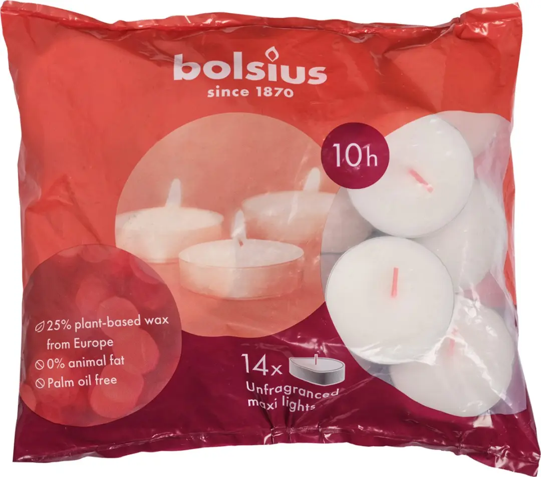 Bolsius Theelichten Wit - 14 Stuks