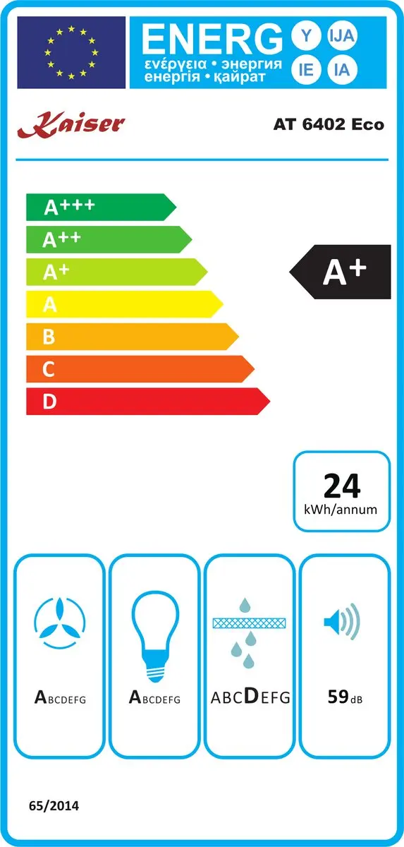 Kaiser AT 6402 ECO Afzuigkap 60cm - 850 m³/u - Grafietgrijs