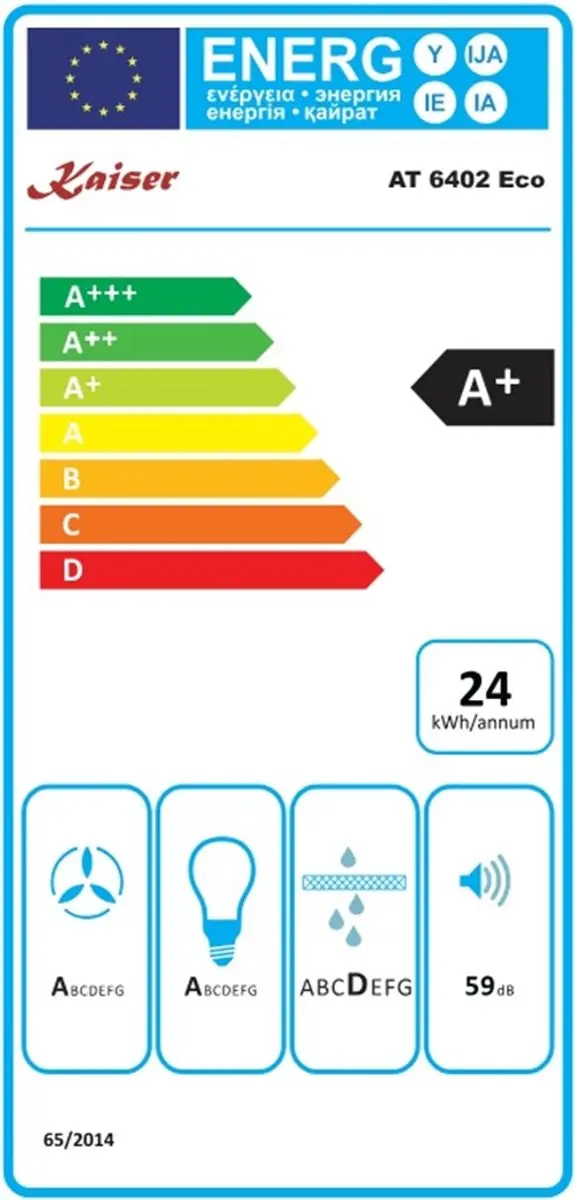 Kaiser AT 6402 ECO Afzuigkap 60cm - 850 m³/u - Grafietgrijs
