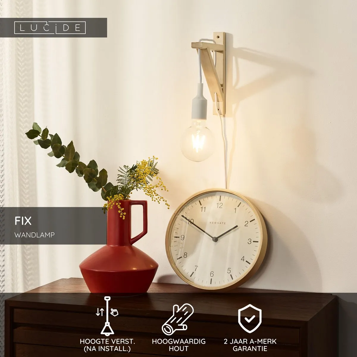 Lucide FIX Wandlamp E27 - Wit