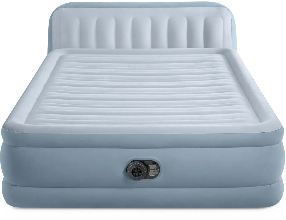 Intex Plush Headboard Luchtbed STKY-00049118 - 236x152x46cm Grijs