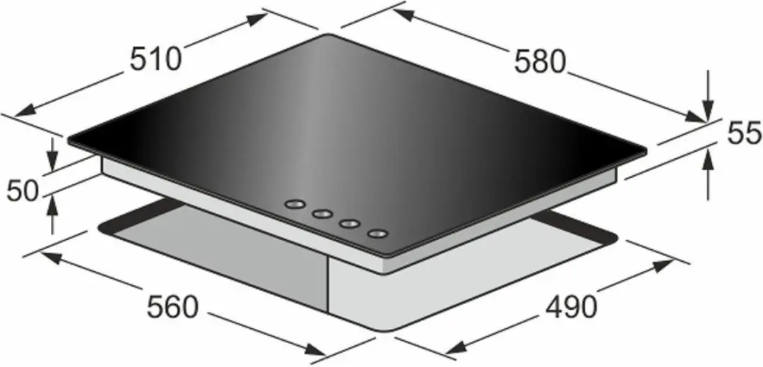 Kaiser KCG 6335 ElfEm Inbouwkookplaat 60cm - 3800W - 4 Zones - Ivoor