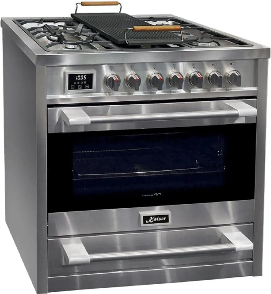 Kaiser HGE 93505 R Gasfornuis 90cm - 5 Kookzones - Zwart/Roestvrijstaal