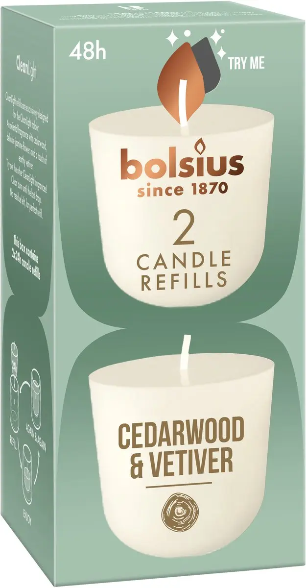 Bolsius Geurkaars Navulling Cedarwood & Vetiver - Beige