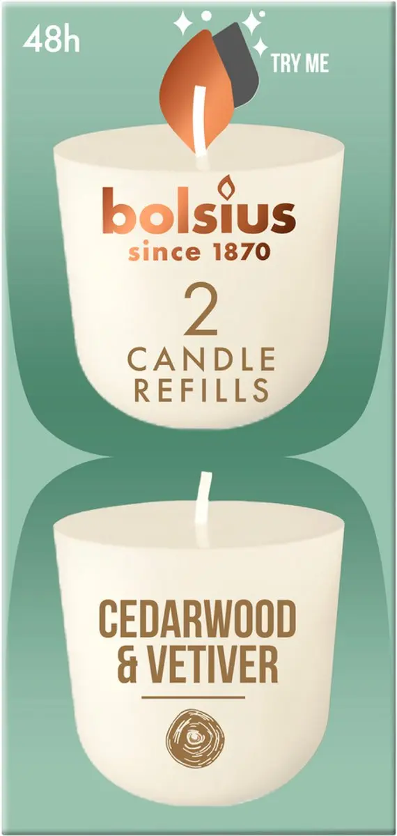 Bolsius Geurkaars Navulling Cedarwood & Vetiver - Beige
