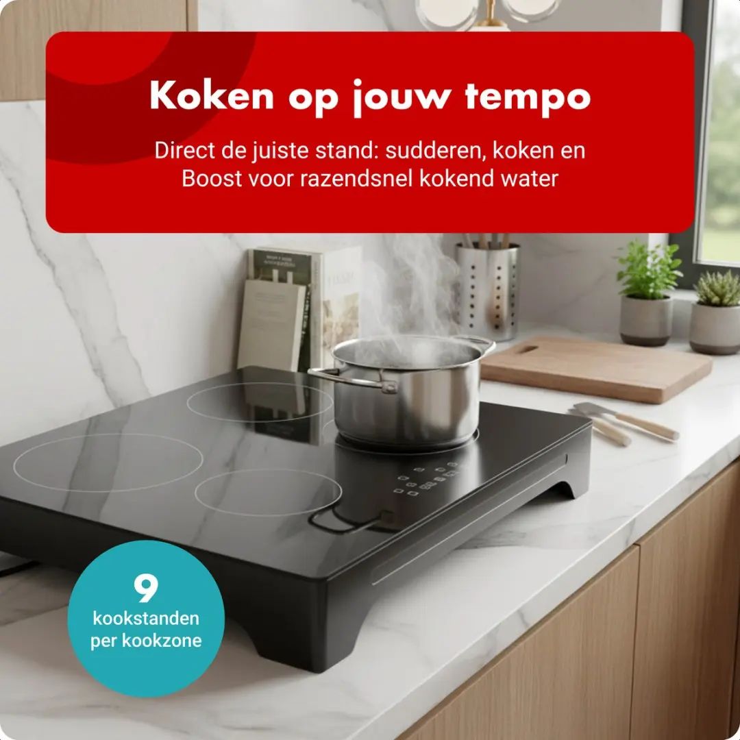 Tomado TIH6010B Vrijstaande Inductiekookplaat 60cm - 4 Zones - Zwart