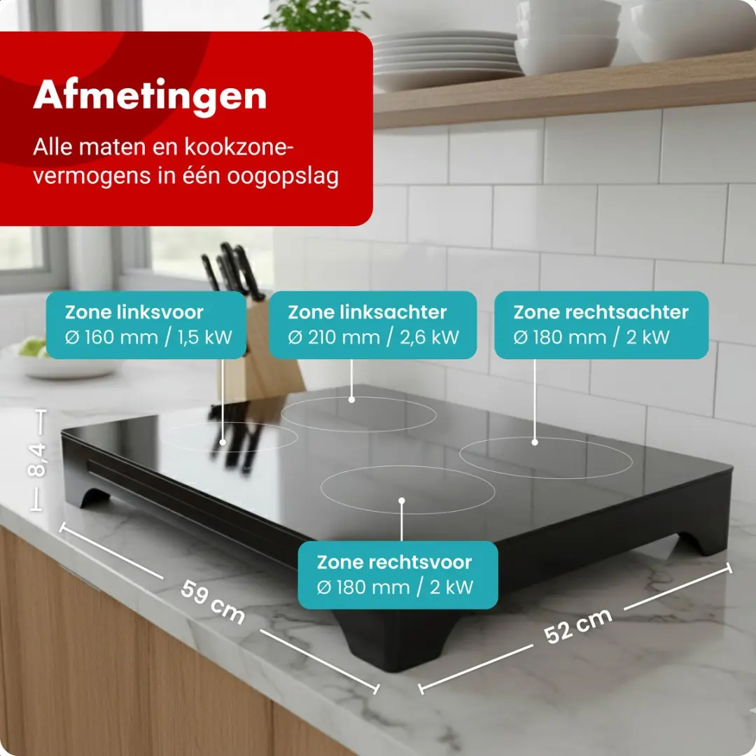 Tomado TIH6010B Vrijstaande Inductiekookplaat 60cm - 4 Zones - Zwart