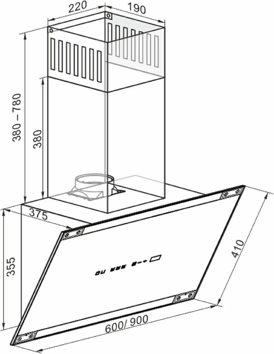Kaiser Waskap AT 9445 AD ECO Afzuigkap 90cm - 1250m³/u - Zwart Glas