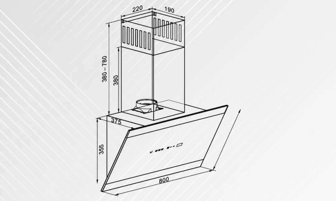 Kaiser AT 8435 Eco Wandafzuigkap 1250 m³/h - 80cm - Zwart Glas