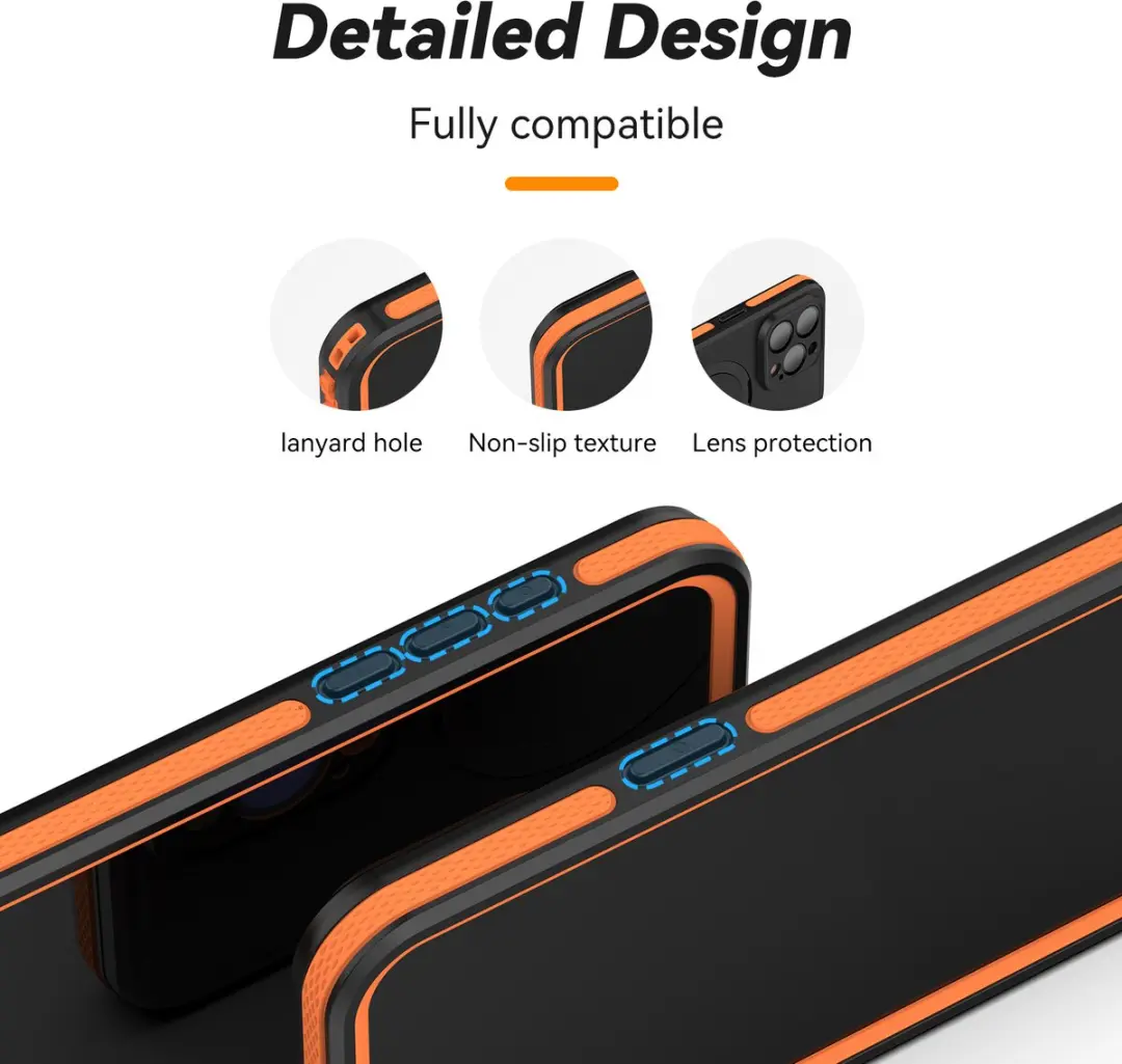 Telesin Waterproof Case P4-WTP-01 iPhone 15 Pro Max - Zwart/Oranje