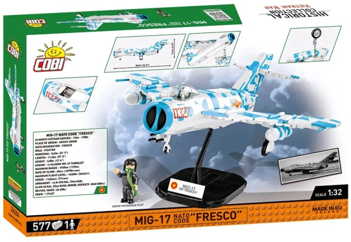Cobi 2424 MiG-17 Bouwdoos - 577 Onderdelen - Blauw