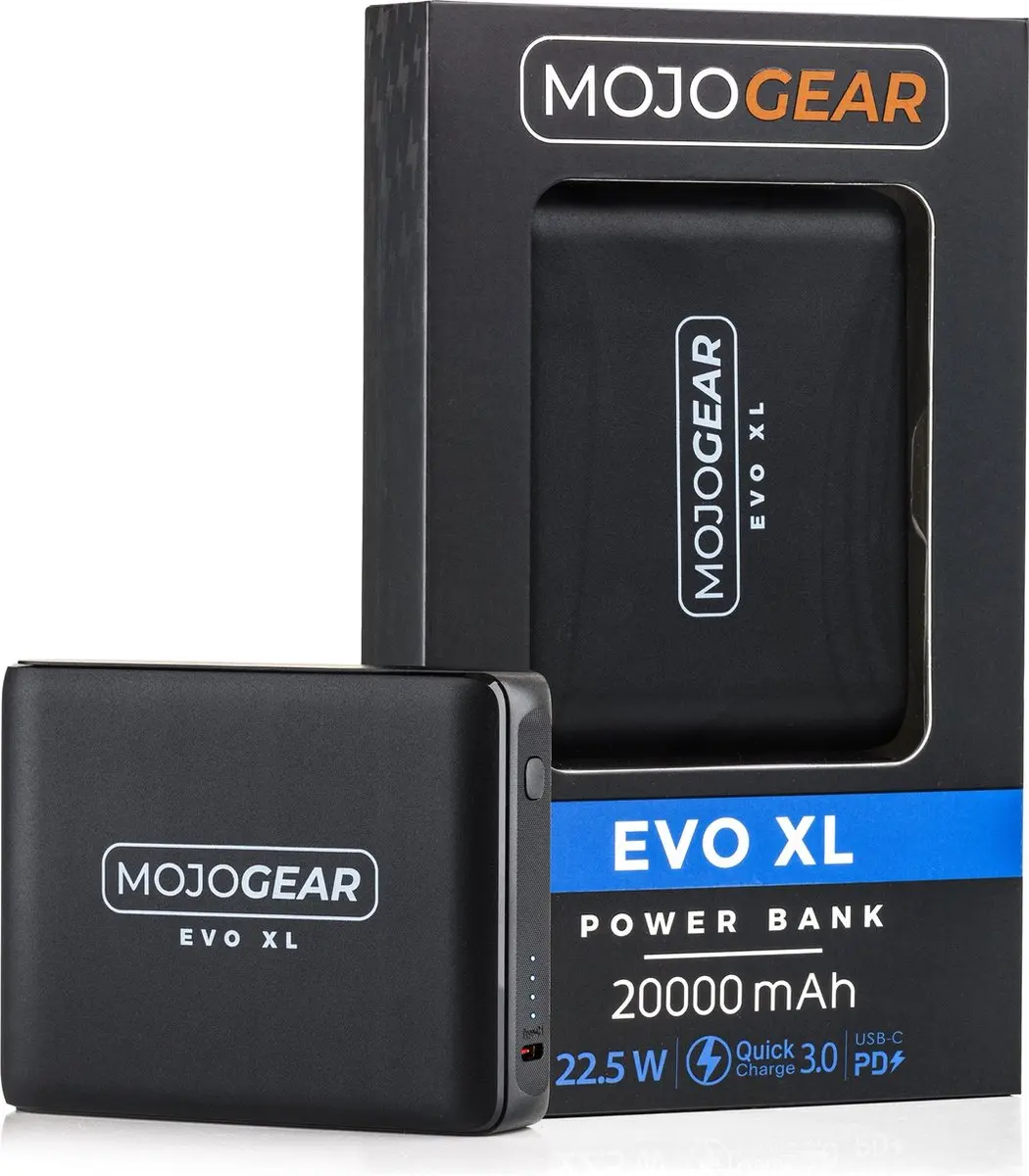 MOJOGEAR EVO XL MG-BP6 Powerbank 20.000mAh - 3x USB - Zwart