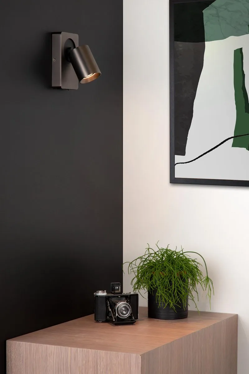 Lucide Nigel Bedlamp Wandlamp GU10 5W 2200K/3000K - Antraciet