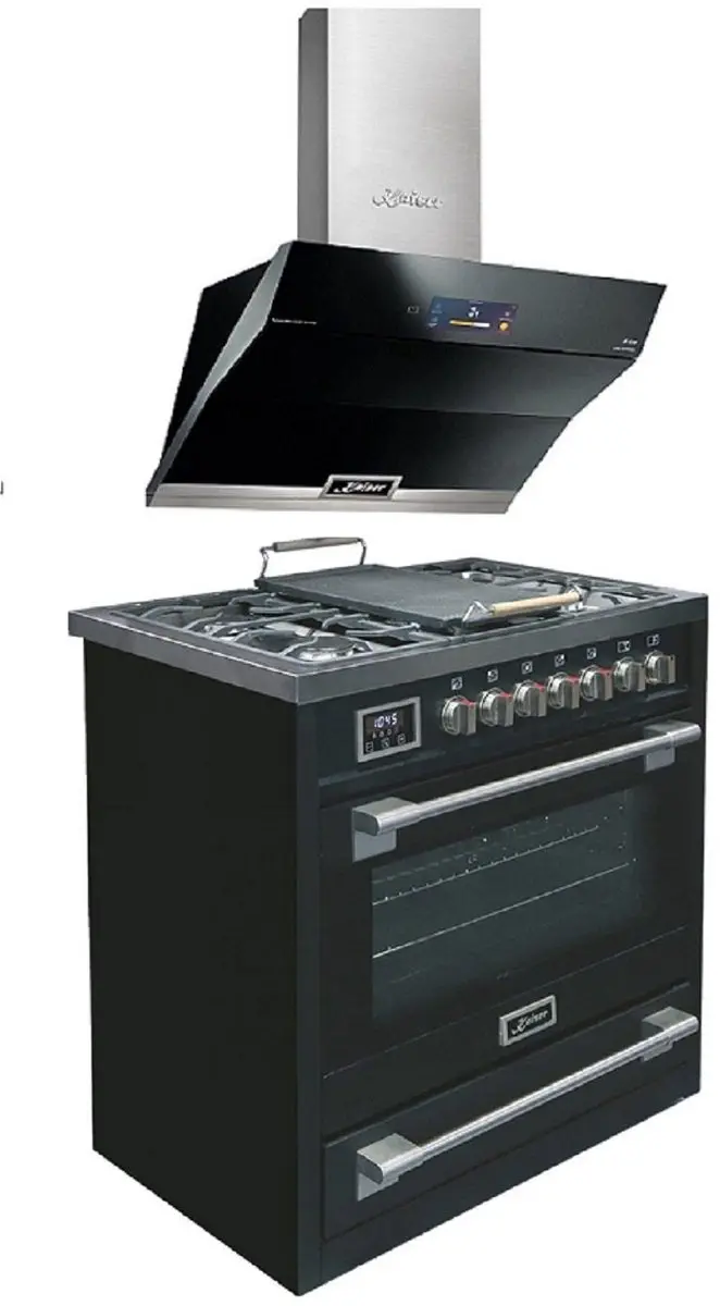 Kaiser HGE 93505s Gasfornuis 90cm + AT 9343 Afzuigkap