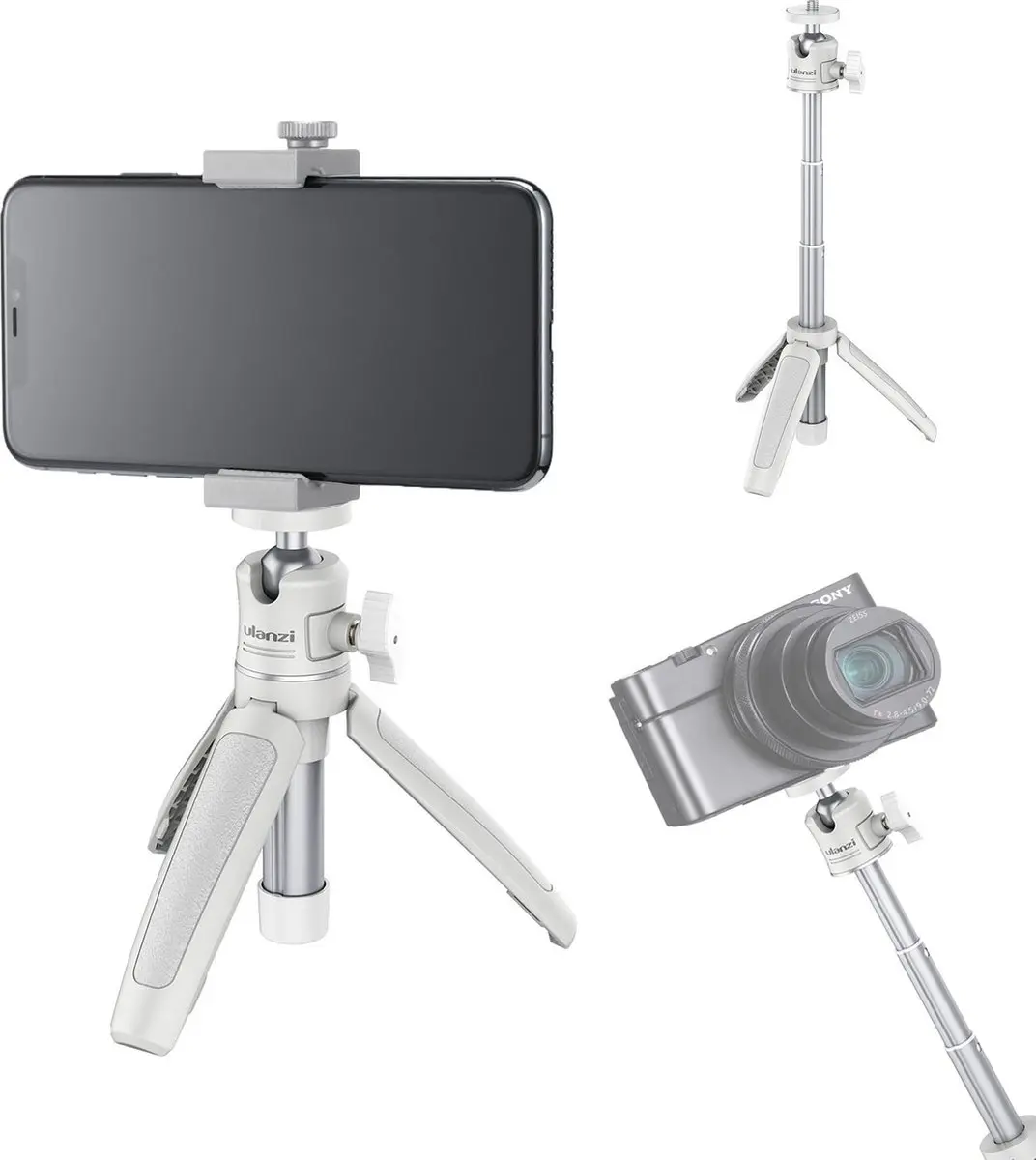 Ulanzi MT-08 Vlog-Statief - 3kg - Wit/Zilver