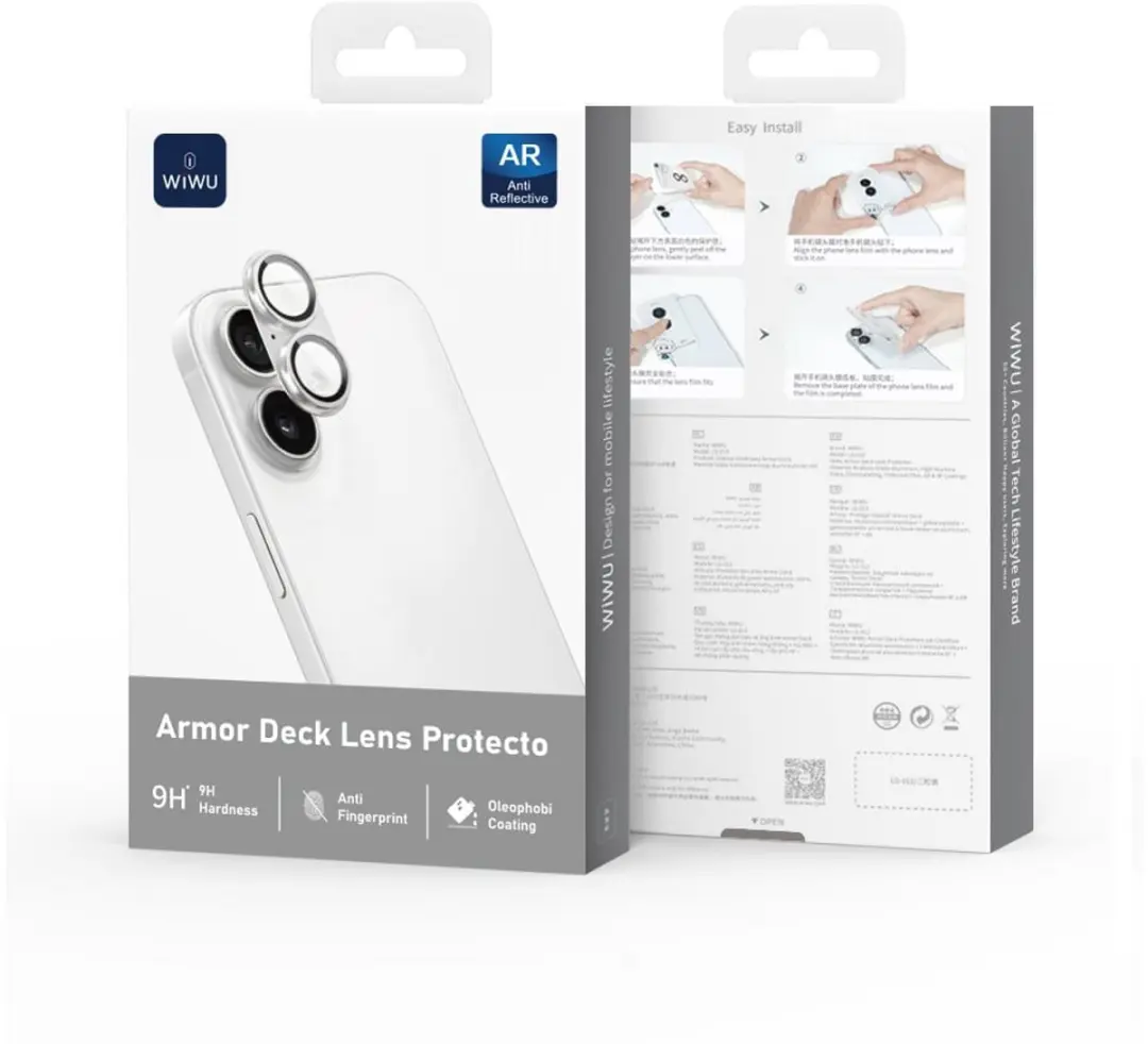 WiWu Camera Lens Protector iPhone 17 - 9H Glas & Aluminium - Titanium