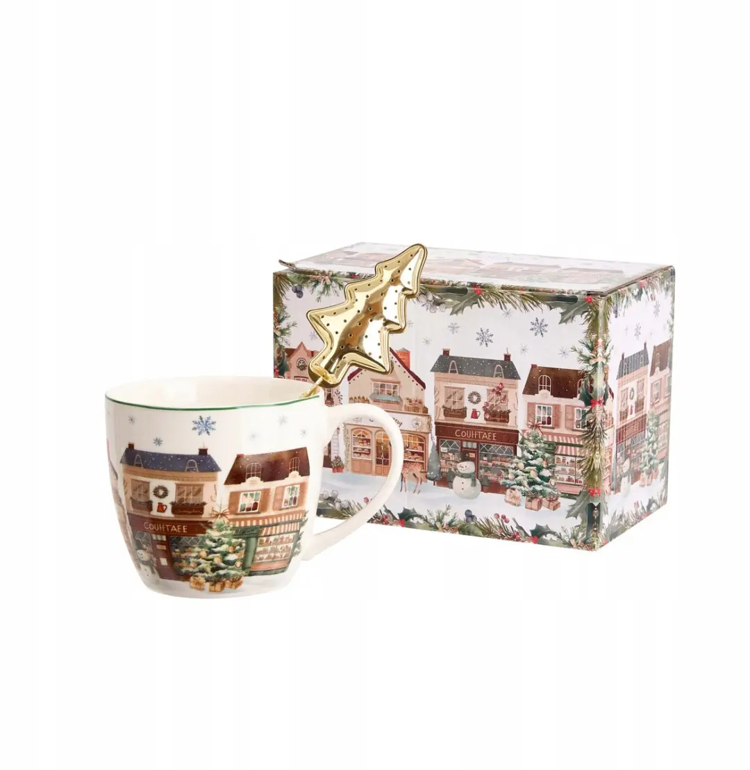 Duo Kerstmok met Kerstboom-infuser 460ml