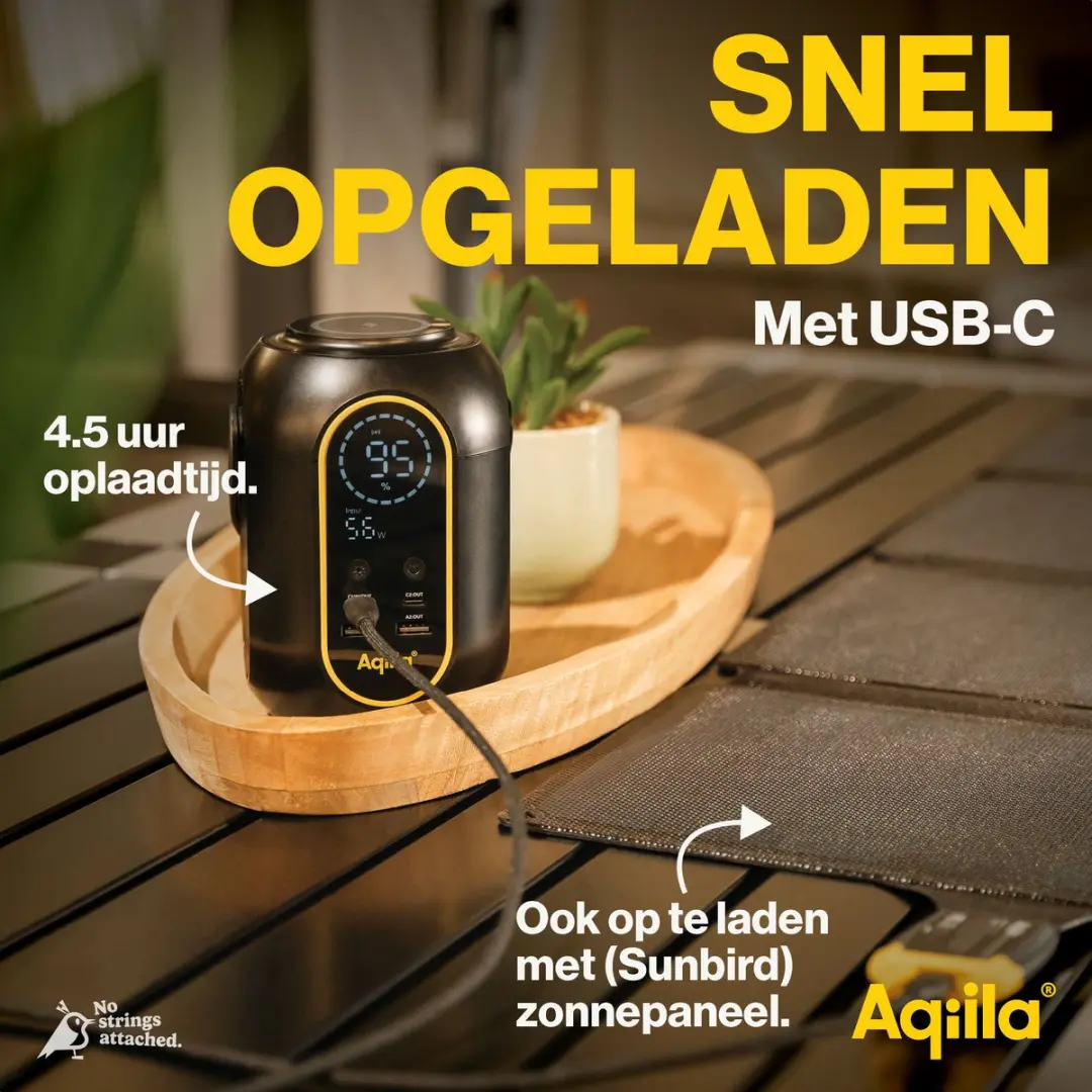 Aqiila Powerbird S140 Powerbank 54.000mAh - 2x USB-C/USB-A - Draadloos - Zwart
