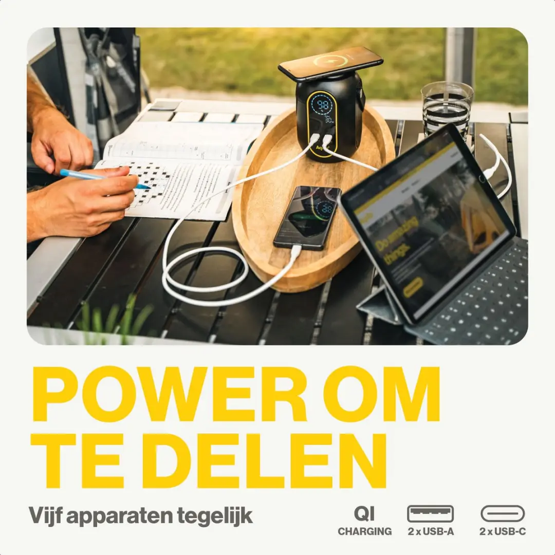 Aqiila Powerbird S140 Powerbank 54.000mAh - 2x USB-C/USB-A - Draadloos - Zwart