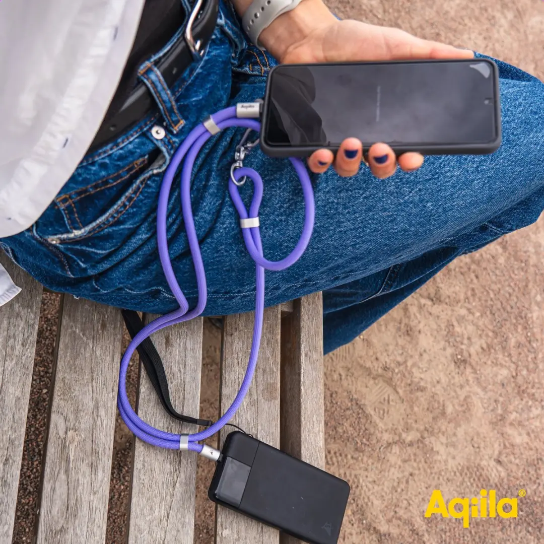 Aqiila 2-in-1 Lanyard USB-C naar USB-C 60W - Paars - afbeelding 6 van 6