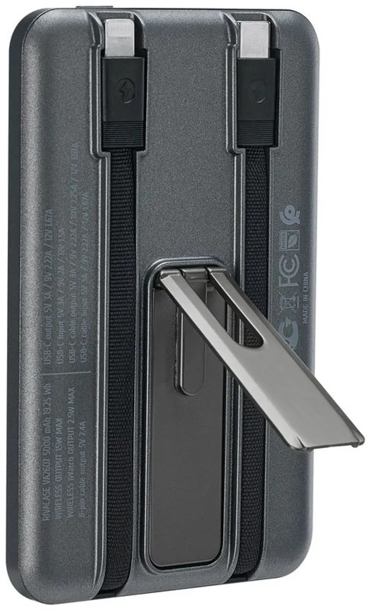 RivaCase VA2607 Powerbank 5000mAh - 3x Opladen - Magsafe 15W - Zwart/Grijs