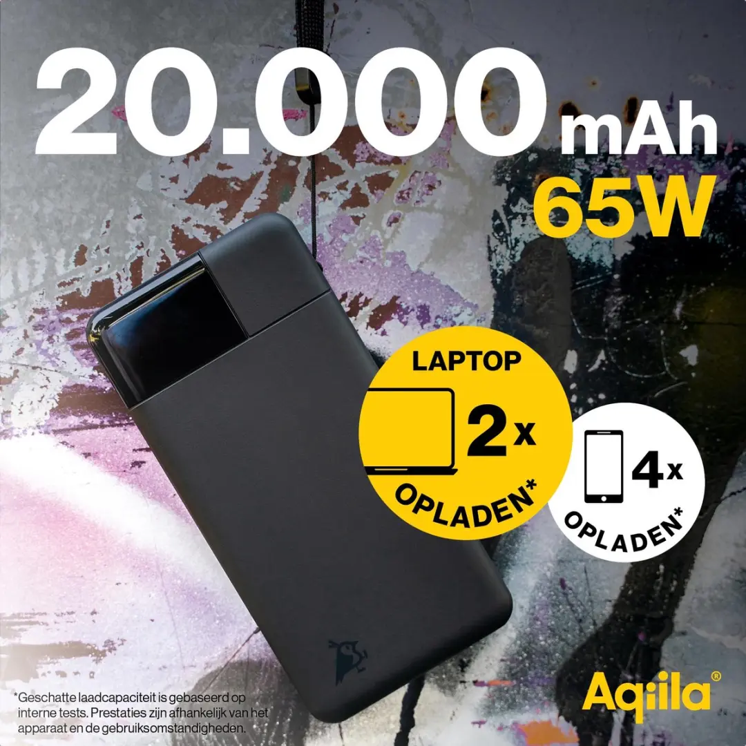 Aqiila Powerbird B20P Powerbank 20000mAh - 65W - Zwart