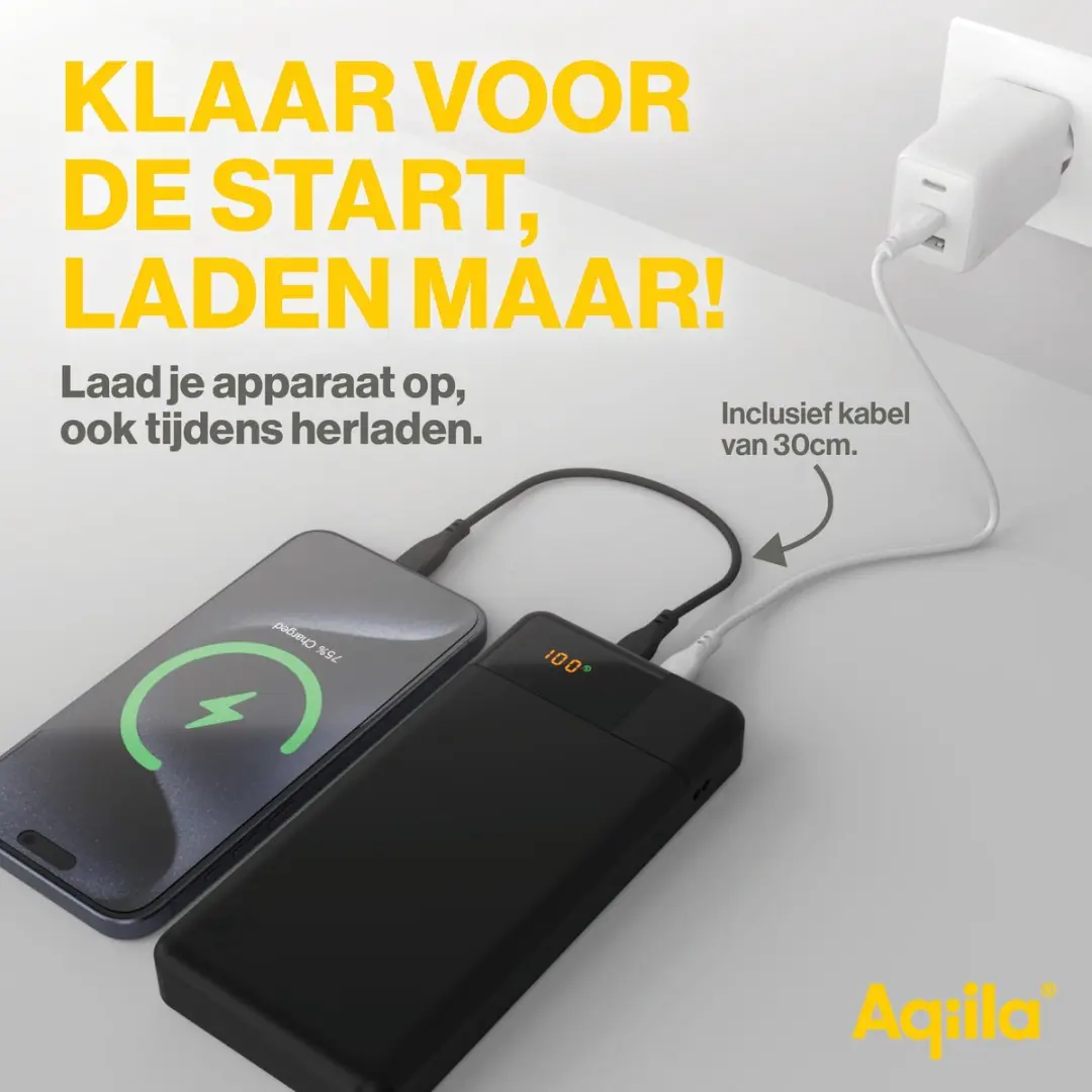 Aqiila Powerbird B20P Powerbank 20000mAh - 65W - Zwart - afbeelding 6 van 6
