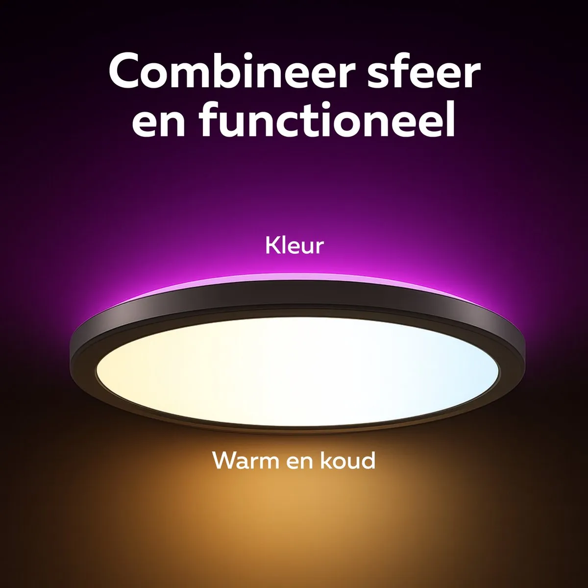 Calex Halo Slimme Plafonnière 30cm - RGBW Zwart