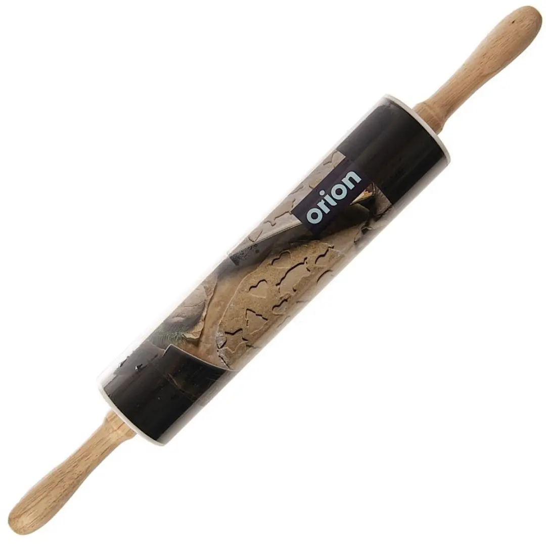 Orion Roterende Deegroller 46cm - Antiaanbaklaag - Zwart/Hout