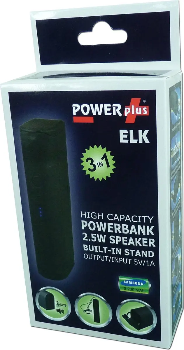 Powerplus Elk Powerbank 5200mAh - 2x opladen - Zwart