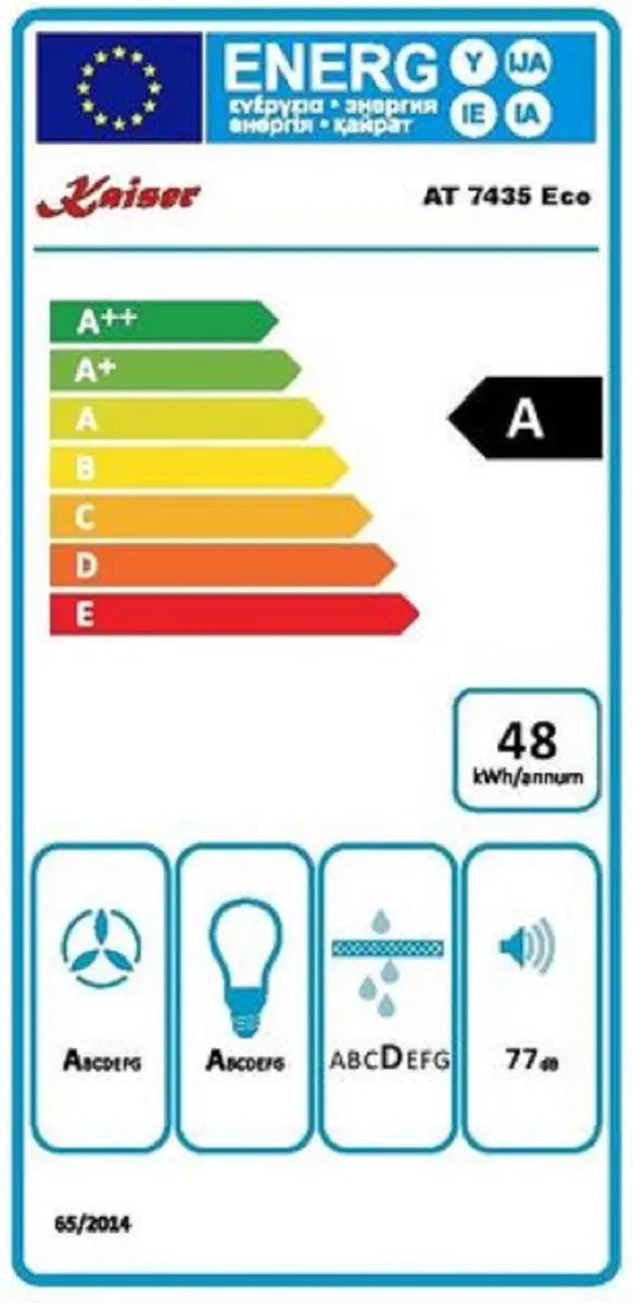 Kaiser Waskap AT 7435 ECO Afzuigkap 70cm - 1250m³/h - Zwart/roestvrij staal