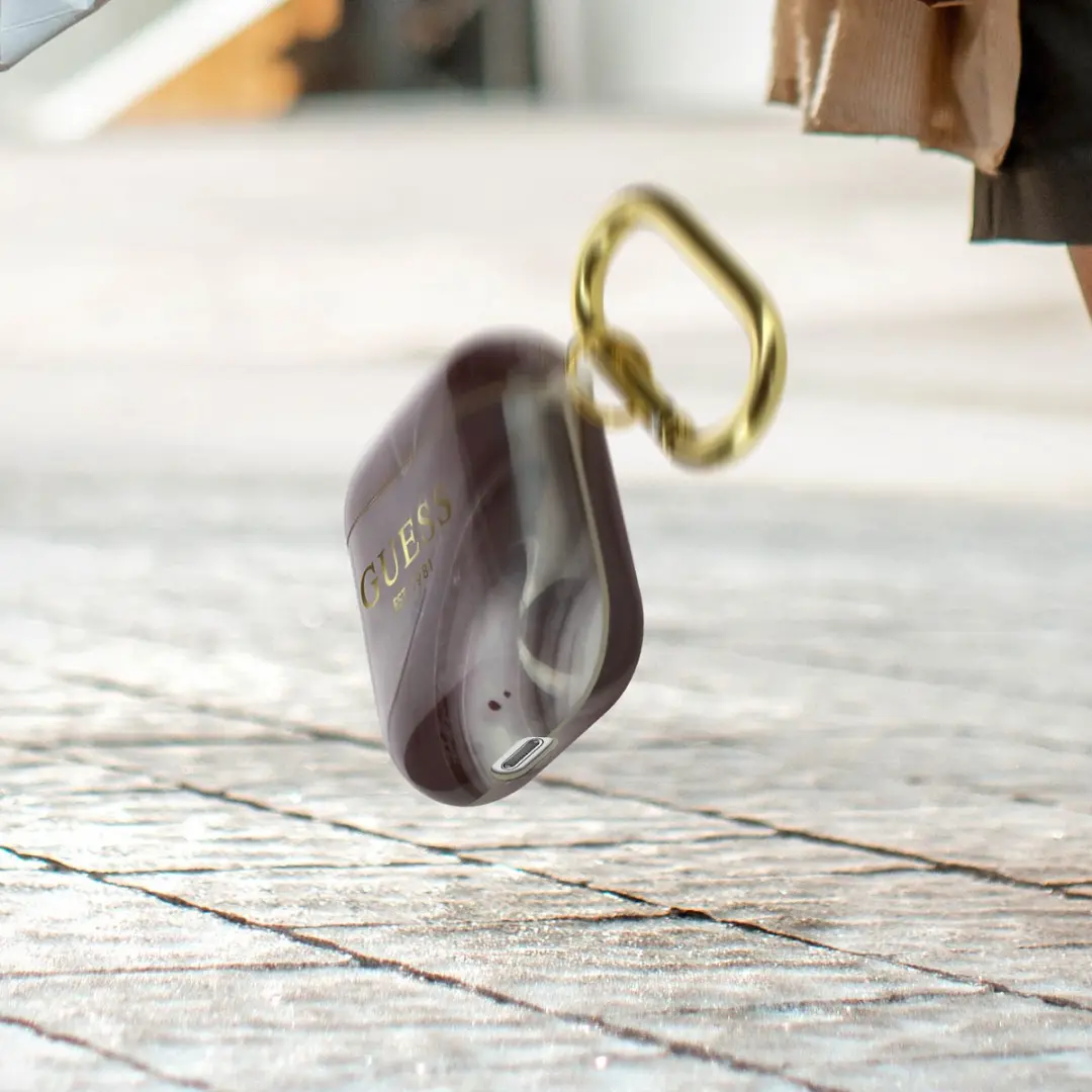 Guess TPU Shiny Marble Hoesje AirPods 1/2 - Zwart - afbeelding 6 van 6
