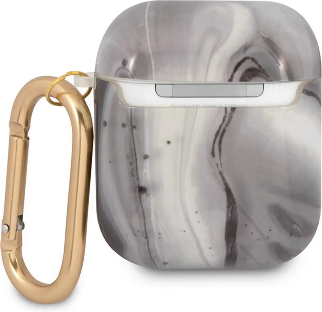 Guess TPU Shiny Marble Hoesje AirPods 1/2 - Zwart