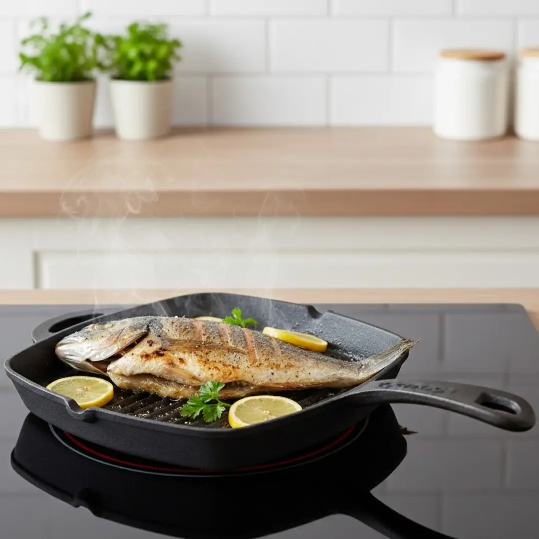 Tomado Gietijzeren Visbak Grillpan 26cm - Zwart