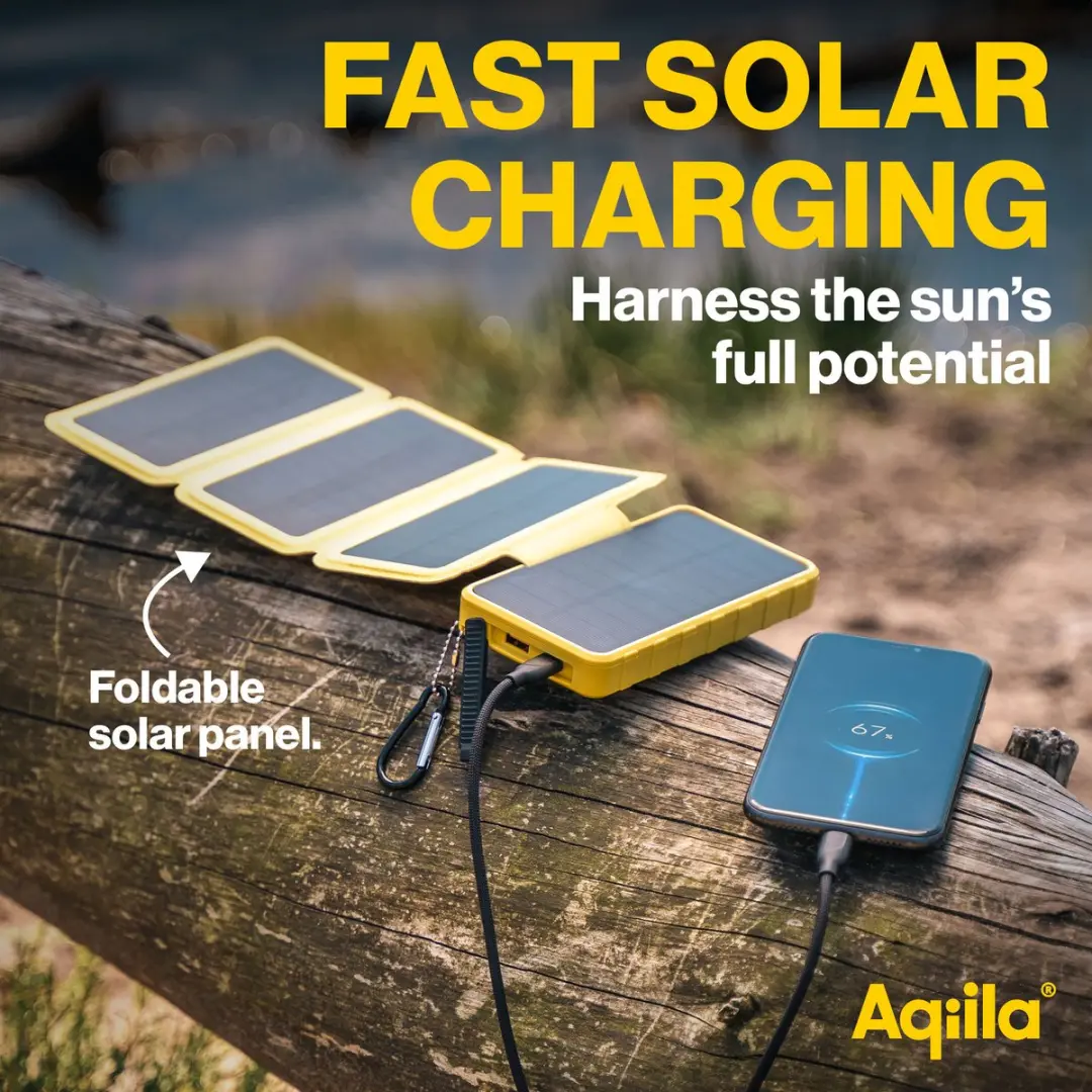 Aqiila Powerbank BS10 Solar 10000mAh - 20W - Geel