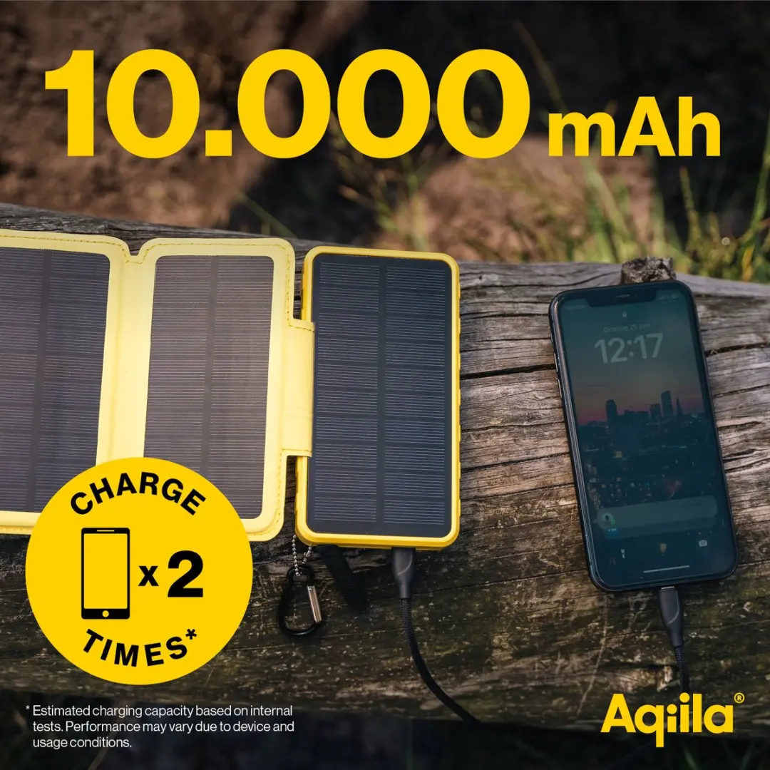 Aqiila Powerbank BS10 Solar 10000mAh - 20W - Geel