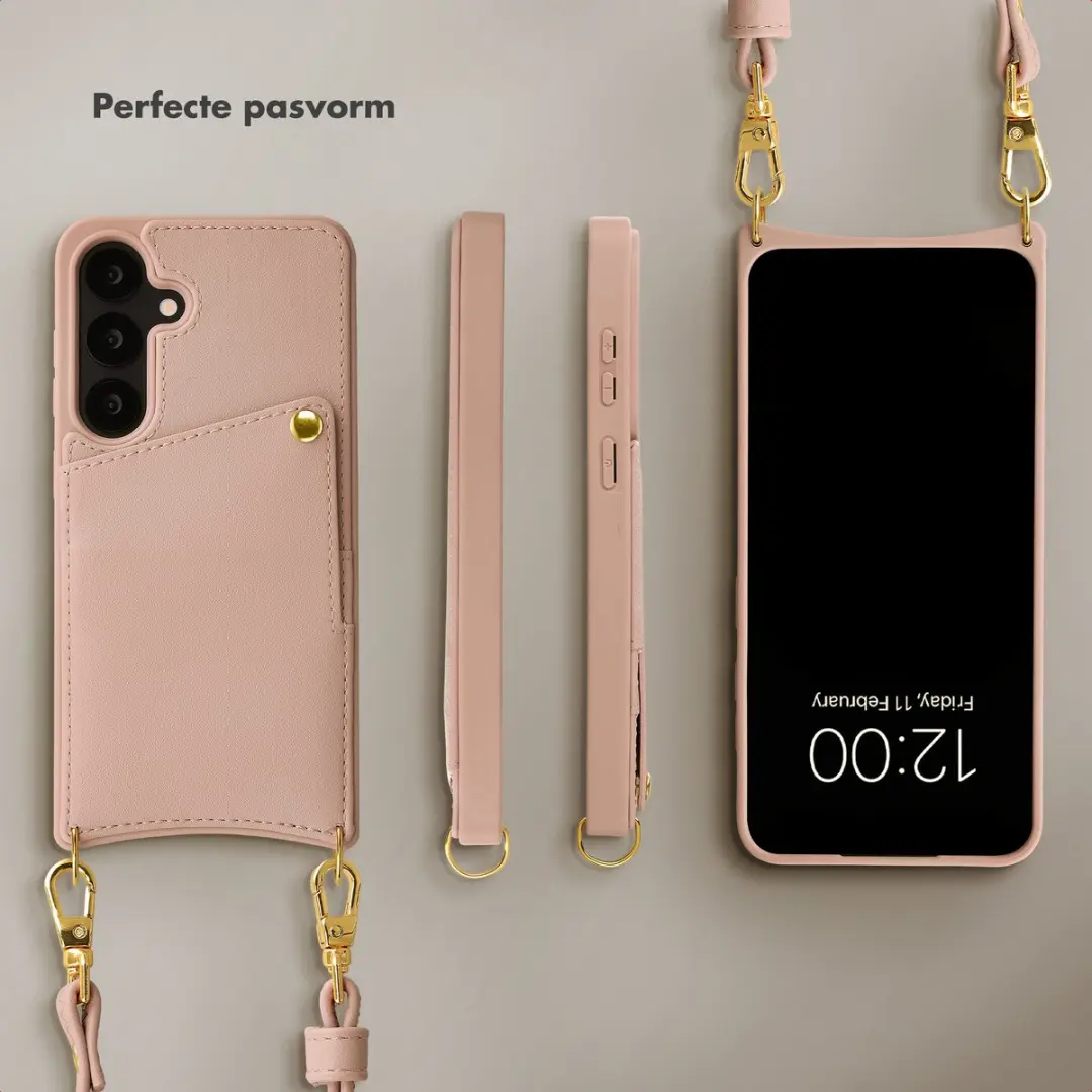 Selencia Hoesje Samsung Galaxy S24/S25 - Backcover Roze - 2 Pasjes