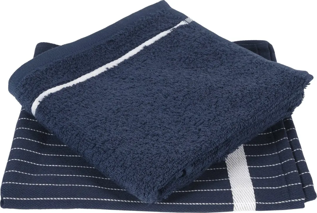 Twentse Damast Theedoeken Set 6 Stuks 60x65cm - Marineblauw