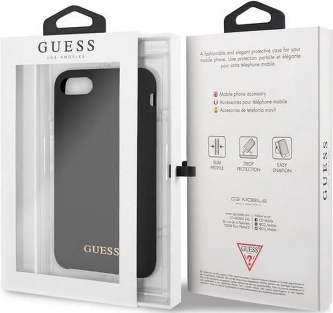 Guess Silicone Logo HardCase iPhone 7/8/SE - Zwart