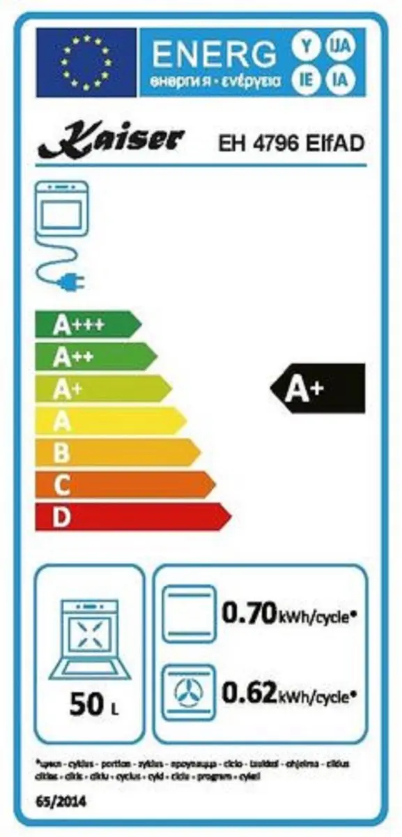 Kaiser EH 4796 ElfAD+KCT 4746 F Inbouwoven Inductiekookplaat 45cm - 50L - Ivoor