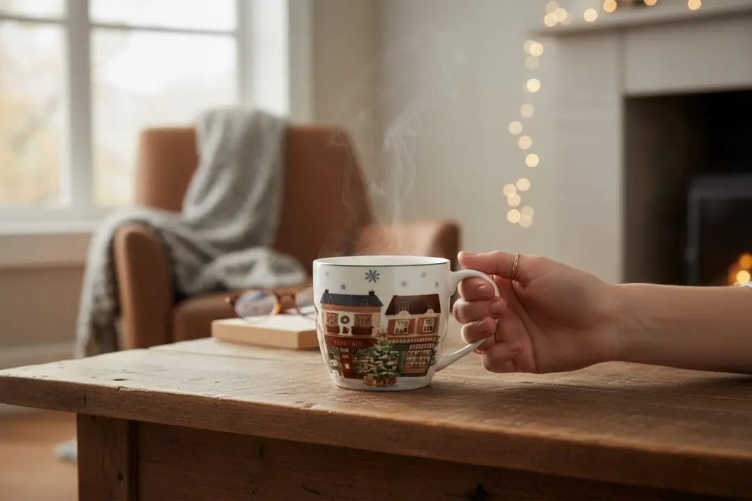 Duo Kerststad 2 Mok 460ml - Crème